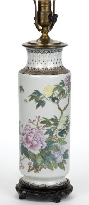 Antique Famille Rose Chinese Export Table Lamp Polychrome Peony Motif w/ Script - AntiquesEtceteraAntique Famille Rose Chinese Export Table Lamp Polychrome Peony Motif w/ ScriptAntiqueAntiquesEtcetera