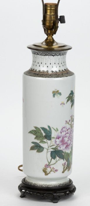 Antique Famille Rose Chinese Export Table Lamp Polychrome Peony Motif w/ Script - AntiquesEtceteraAntique Famille Rose Chinese Export Table Lamp Polychrome Peony Motif w/ ScriptAntiqueAntiquesEtcetera