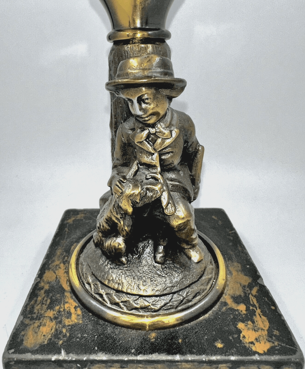 Antique Figural Composite Kerosene Oil Stand Lamp Boy & His Dog Against Tree - AntiquesEtceteraAntique Figural Composite Kerosene Oil Stand Lamp Boy & His Dog Against TreeAntique LightingAntiquesEtceteraAntiquesEtcetera