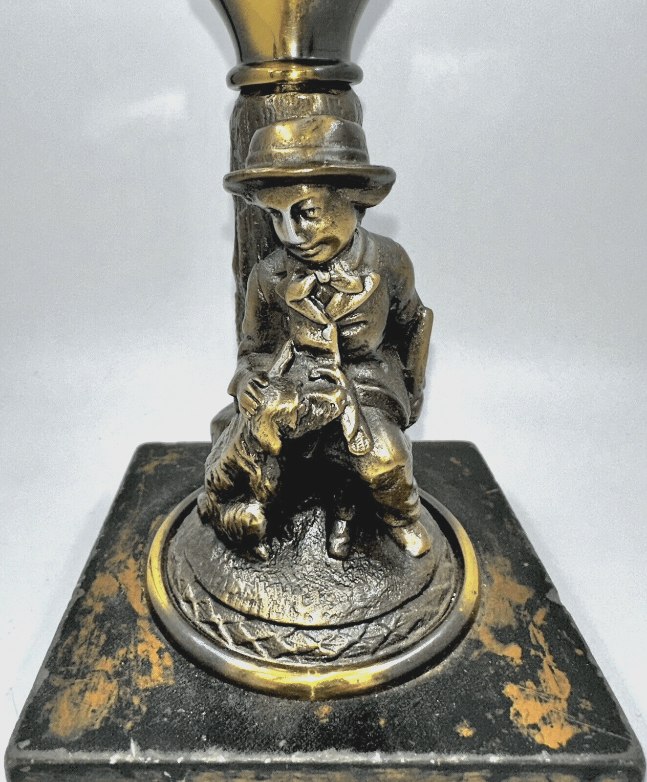 Antique Figural Composite Kerosene Oil Stand Lamp Boy & His Dog Against Tree - AntiquesEtceteraAntique Figural Composite Kerosene Oil Stand Lamp Boy & His Dog Against TreeAntique LightingAntiquesEtceteraAntiquesEtcetera