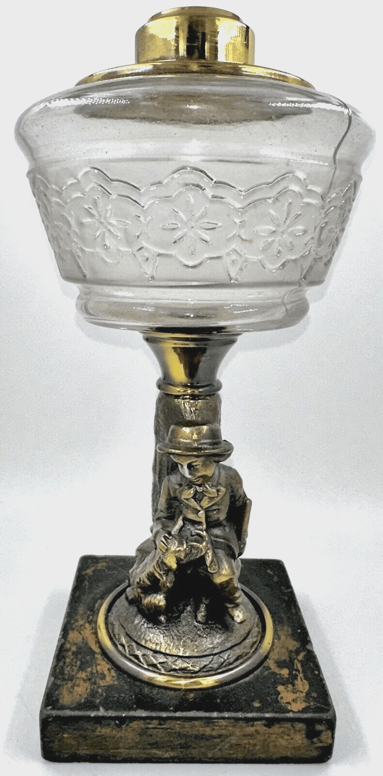 Antique Figural Composite Kerosene Oil Stand Lamp Boy & His Dog Against Tree - AntiquesEtceteraAntique Figural Composite Kerosene Oil Stand Lamp Boy & His Dog Against TreeAntique LightingAntiquesEtceteraAntiquesEtcetera