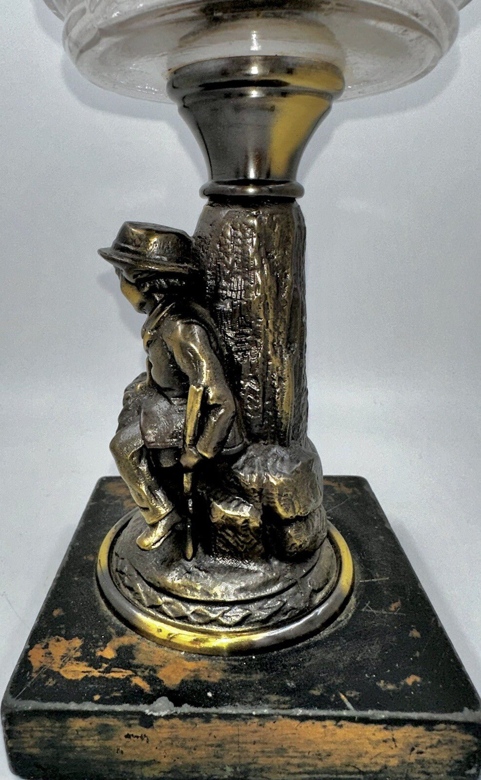 Antique Figural Composite Kerosene Oil Stand Lamp Boy & His Dog Against Tree - AntiquesEtceteraAntique Figural Composite Kerosene Oil Stand Lamp Boy & His Dog Against TreeAntique LightingAntiquesEtceteraAntiquesEtcetera