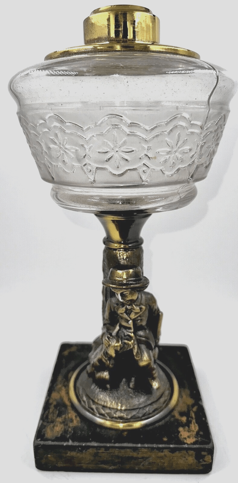Antique Figural Composite Kerosene Oil Stand Lamp Boy & His Dog Against Tree - AntiquesEtceteraAntique Figural Composite Kerosene Oil Stand Lamp Boy & His Dog Against TreeAntique LightingAntiquesEtceteraAntiquesEtcetera