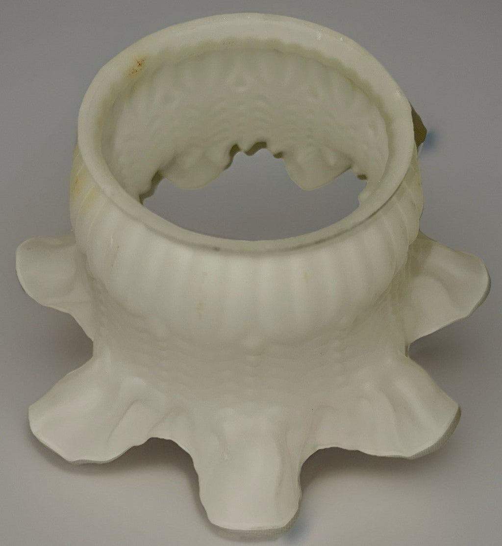 Antique Frosted Glass Gas Oil Banquet Lamp Shade Chevron Panels Ruffled Top Rim - AntiquesEtceteraAntique Frosted Glass Gas Oil Banquet Lamp Shade Chevron Panels Ruffled Top RimAntiqueAntiquesEtcetera