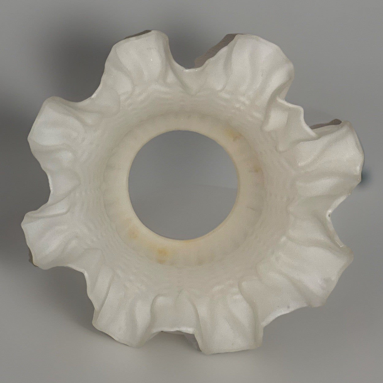 Antique Frosted Glass Gas Oil Banquet Lamp Shade Chevron Panels Ruffled Top Rim - AntiquesEtceteraAntique Frosted Glass Gas Oil Banquet Lamp Shade Chevron Panels Ruffled Top RimAntiqueAntiquesEtcetera