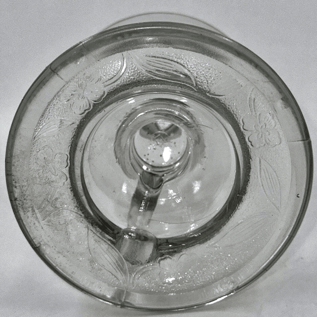 Antique Glass Kerosene or Oil Footed Hand Lamp Stippled Iris Base Notched Handle - AntiquesEtceteraAntique Glass Kerosene or Oil Footed Hand Lamp Stippled Iris Base Notched HandleAntiqueAntiquesEtcetera