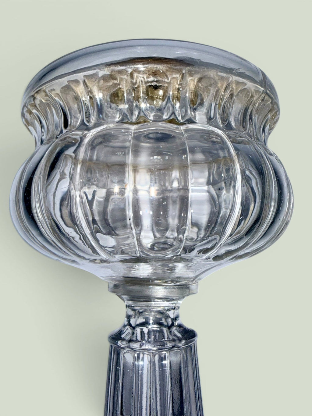 Antique Glass Oil or Kerosene Stand Lamp with Elegant Font, Stem and Base - AntiquesEtceteraAntique Glass Oil or Kerosene Stand Lamp with Elegant Font, Stem and BaseAntique LightingAntiquesEtceteraAntiquesEtcetera
