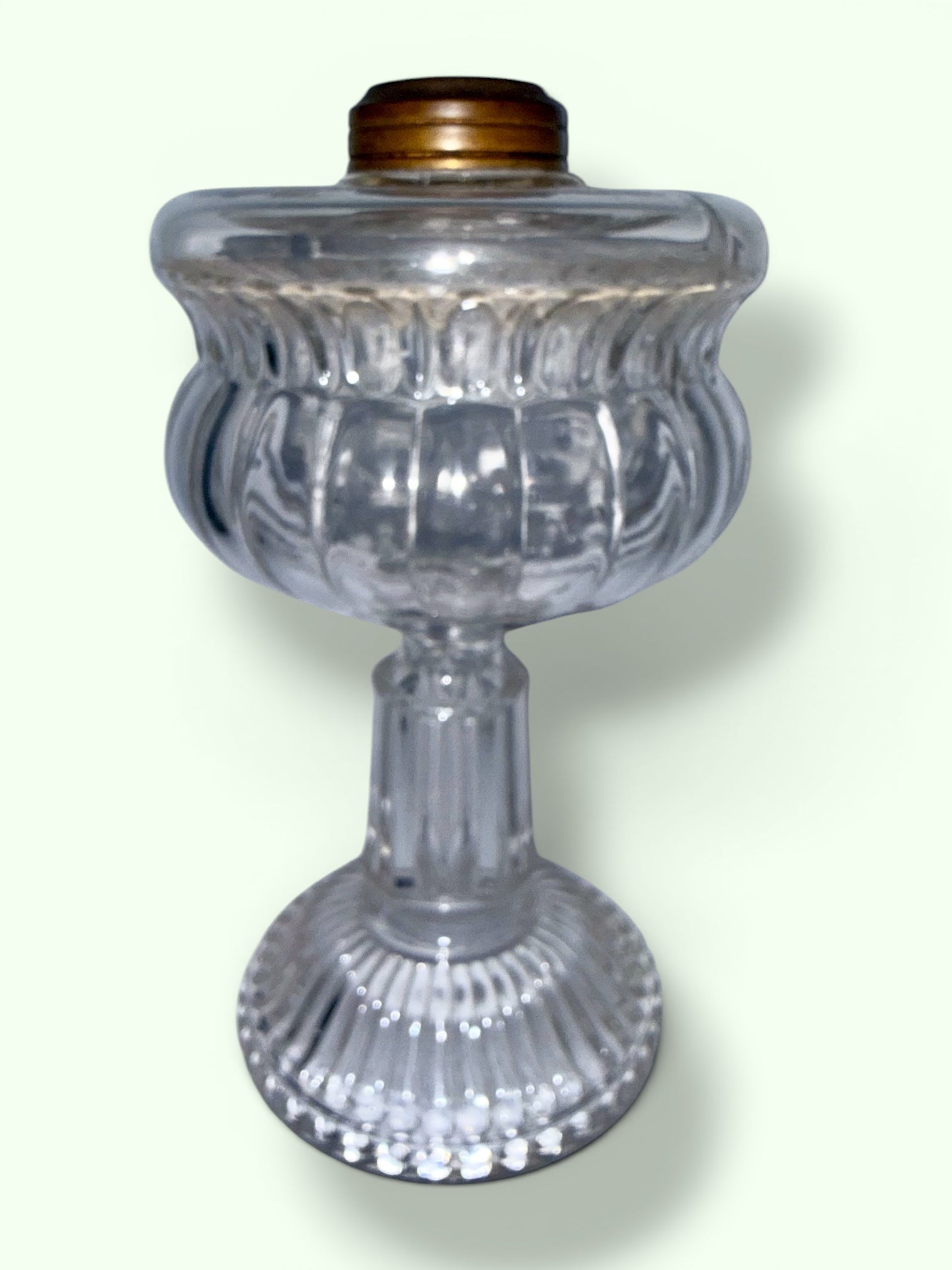 Antique Glass Oil or Kerosene Stand Lamp with Elegant Font, Stem and Base - AntiquesEtceteraAntique Glass Oil or Kerosene Stand Lamp with Elegant Font, Stem and BaseAntique LightingAntiquesEtceteraAntiquesEtcetera