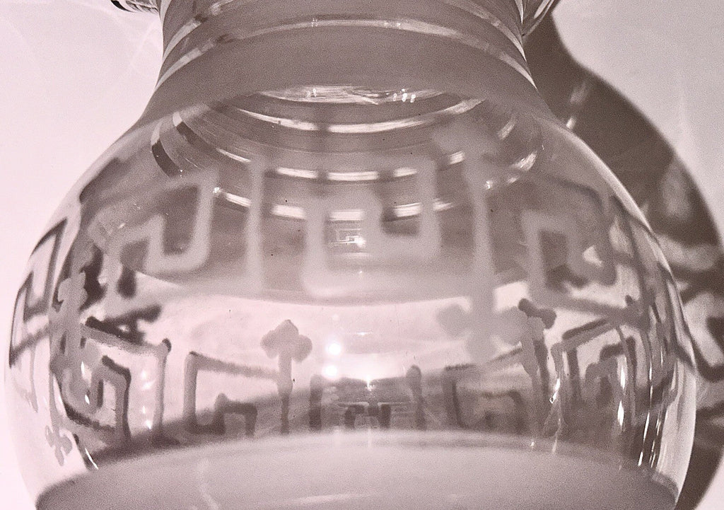 Antique Glass Oregon Lamp Shade Kerosene Oil Greek Key Art Deco Motif 3 1/4" Rim - AntiquesEtceteraAntique Glass Oregon Lamp Shade Kerosene Oil Greek Key Art Deco Motif 3 1/4" RimAntiqueAntiquesEtcetera