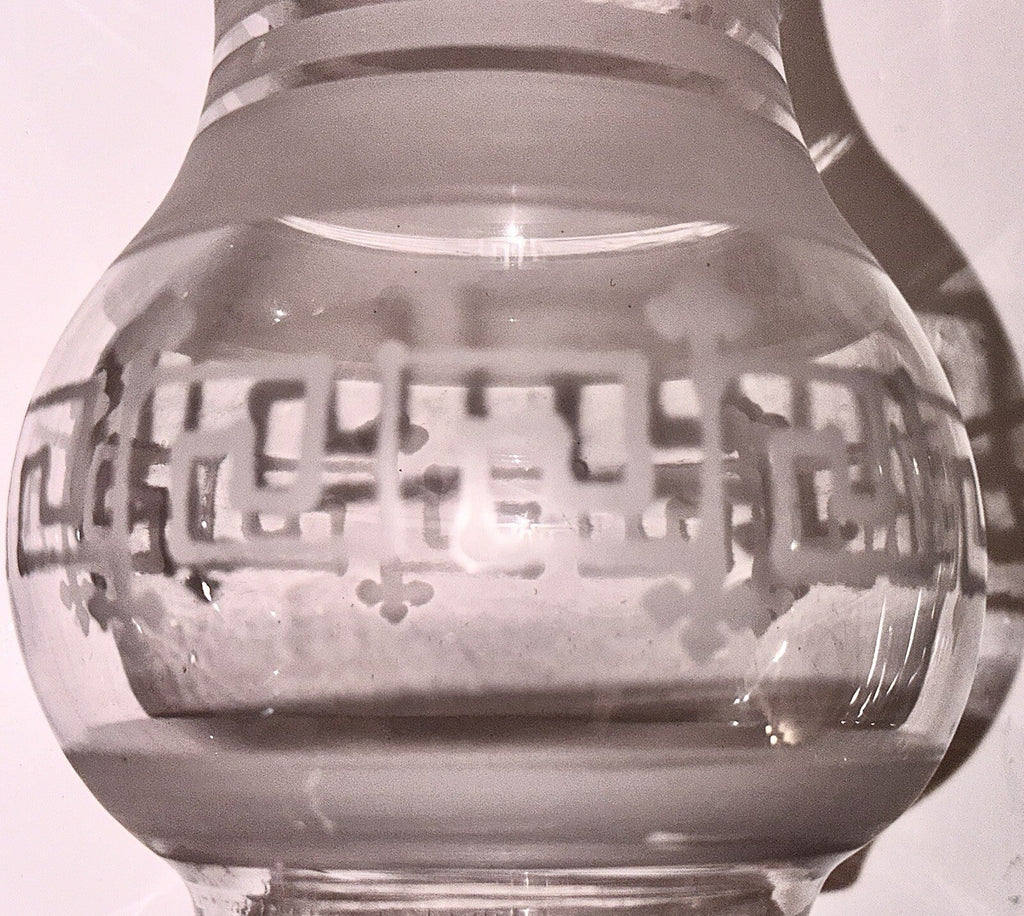 Antique Glass Oregon Lamp Shade Kerosene Oil Greek Key Art Deco Motif 3 1/4" Rim - AntiquesEtceteraAntique Glass Oregon Lamp Shade Kerosene Oil Greek Key Art Deco Motif 3 1/4" RimAntiqueAntiquesEtcetera