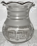 Antique Glass Oregon Lamp Shade Kerosene Oil Greek Key Art Deco Motif 3 1/4" RimAntiquesEtcetera