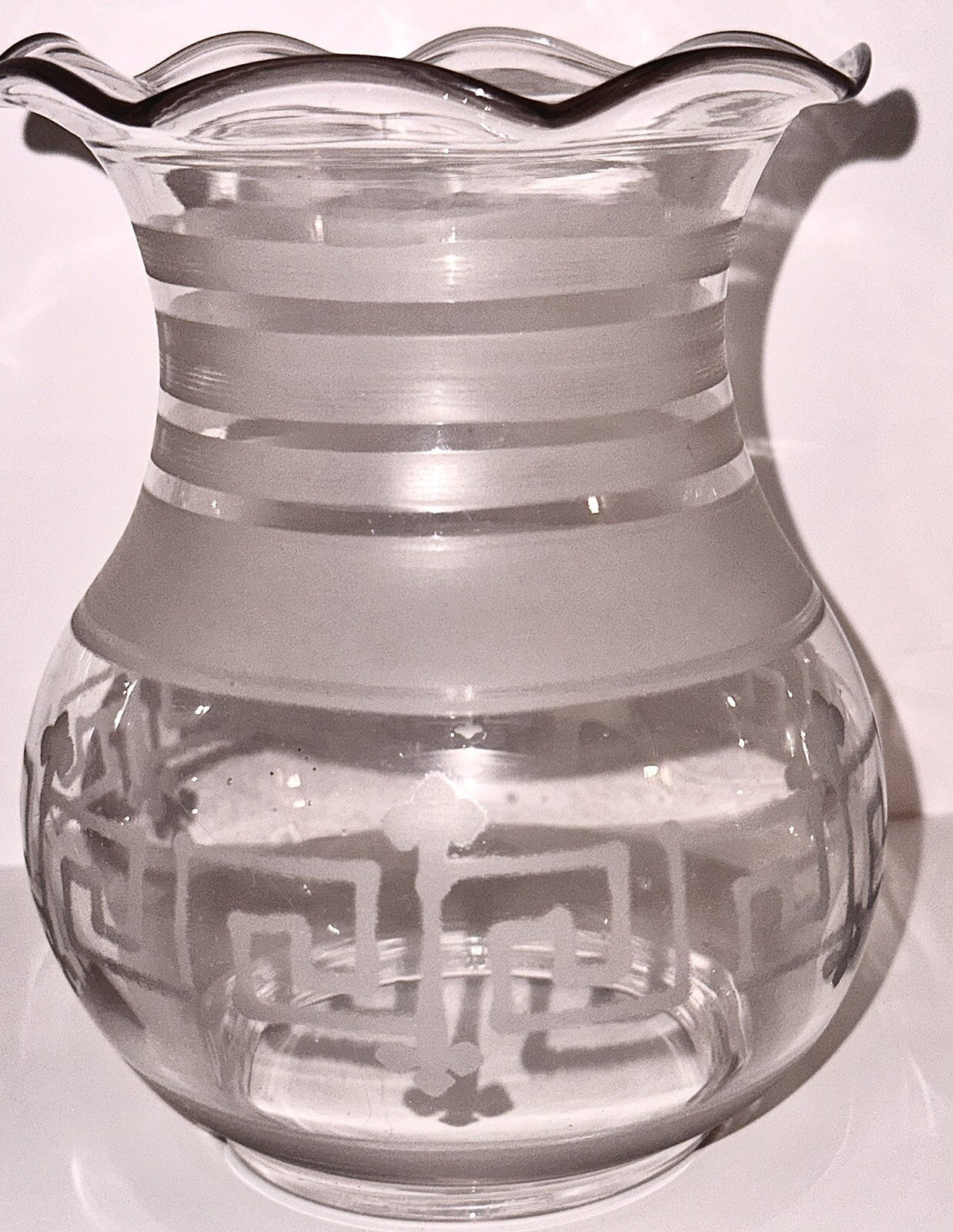 Antique Glass Oregon Lamp Shade Kerosene Oil Greek Key Art Deco Motif 3 1/4" Rim - AntiquesEtceteraAntique Glass Oregon Lamp Shade Kerosene Oil Greek Key Art Deco Motif 3 1/4" RimAntiqueAntiquesEtcetera