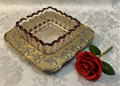 Antique Glass Sauce Dish Ruby Stained with Embossed / Stamped Silver Plate StandAntiquesEtcetera