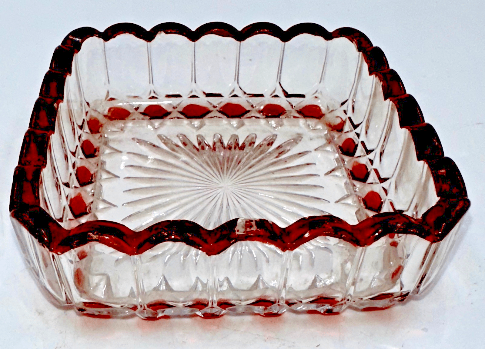 Antique Glass Sauce Dish Ruby Stained with Embossed / Stamped Silver Plate Stand - AntiquesEtceteraAntique Glass Sauce Dish Ruby Stained with Embossed / Stamped Silver Plate StandAntiquesEtceteraAntiquesEtcetera
