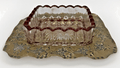 Antique Glass Sauce Dish Ruby Stained with Embossed / Stamped Silver Plate Stand - AntiquesEtceteraAntique Glass Sauce Dish Ruby Stained with Embossed / Stamped Silver Plate StandAntiquesEtceteraAntiquesEtcetera