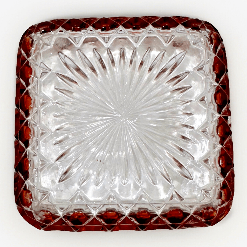 Antique Glass Sauce Dish Ruby Stained with Embossed / Stamped Silver Plate Stand - AntiquesEtceteraAntique Glass Sauce Dish Ruby Stained with Embossed / Stamped Silver Plate StandAntiquesEtceteraAntiquesEtcetera