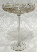 Antique Bohemian Moser-Style Gilt Engraved Crystal Tazza Compote, c.1920sAntiquesEtcetera
