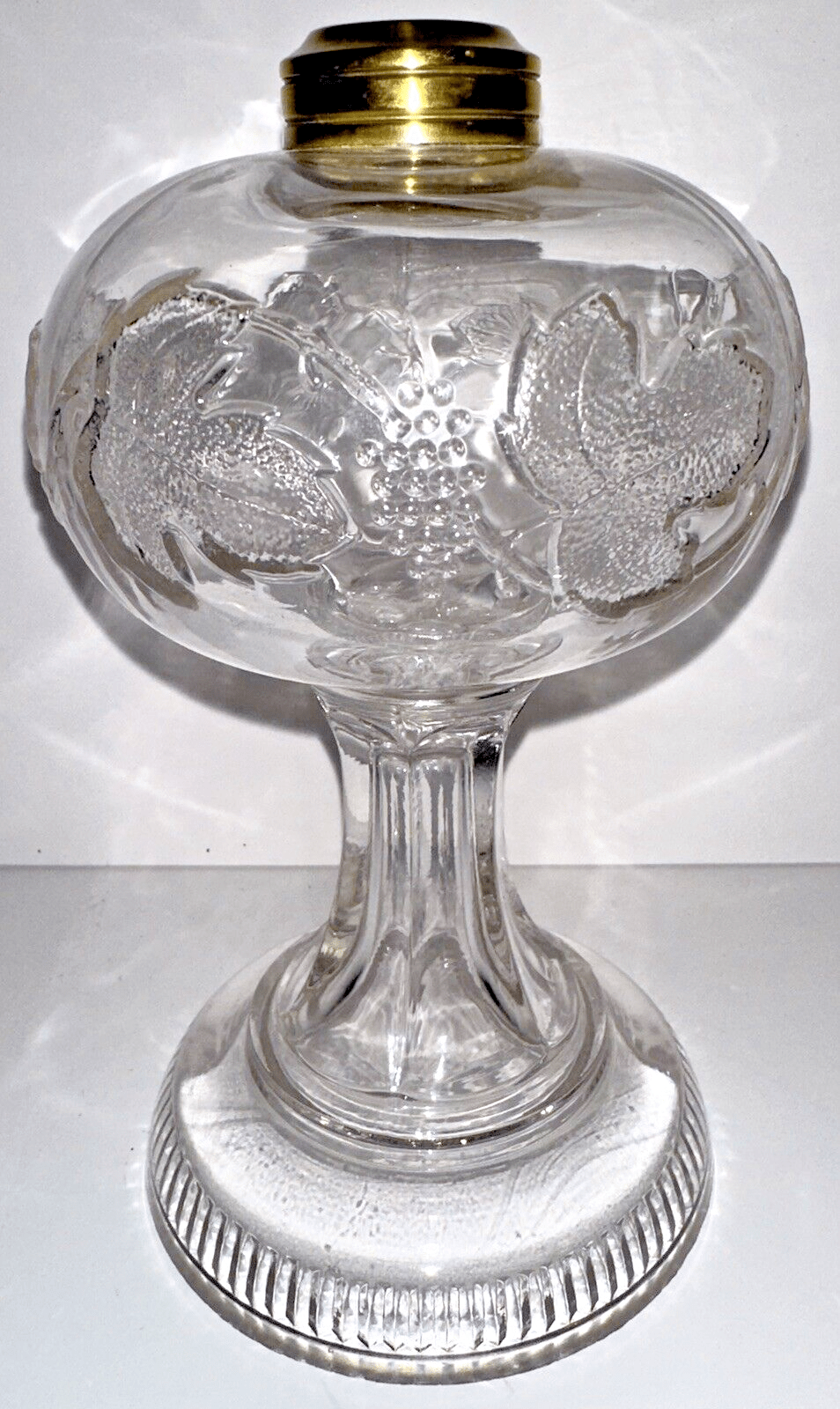 Antique GRAPE BAND Kerosene Oil Stand Lamp Thuro 1, 95c Paneled Stem Ribbed Base - AntiquesEtceteraAntique GRAPE BAND Kerosene Oil Stand Lamp Thuro 1, 95c Paneled Stem Ribbed BaseUnbrandedAntiquesEtcetera