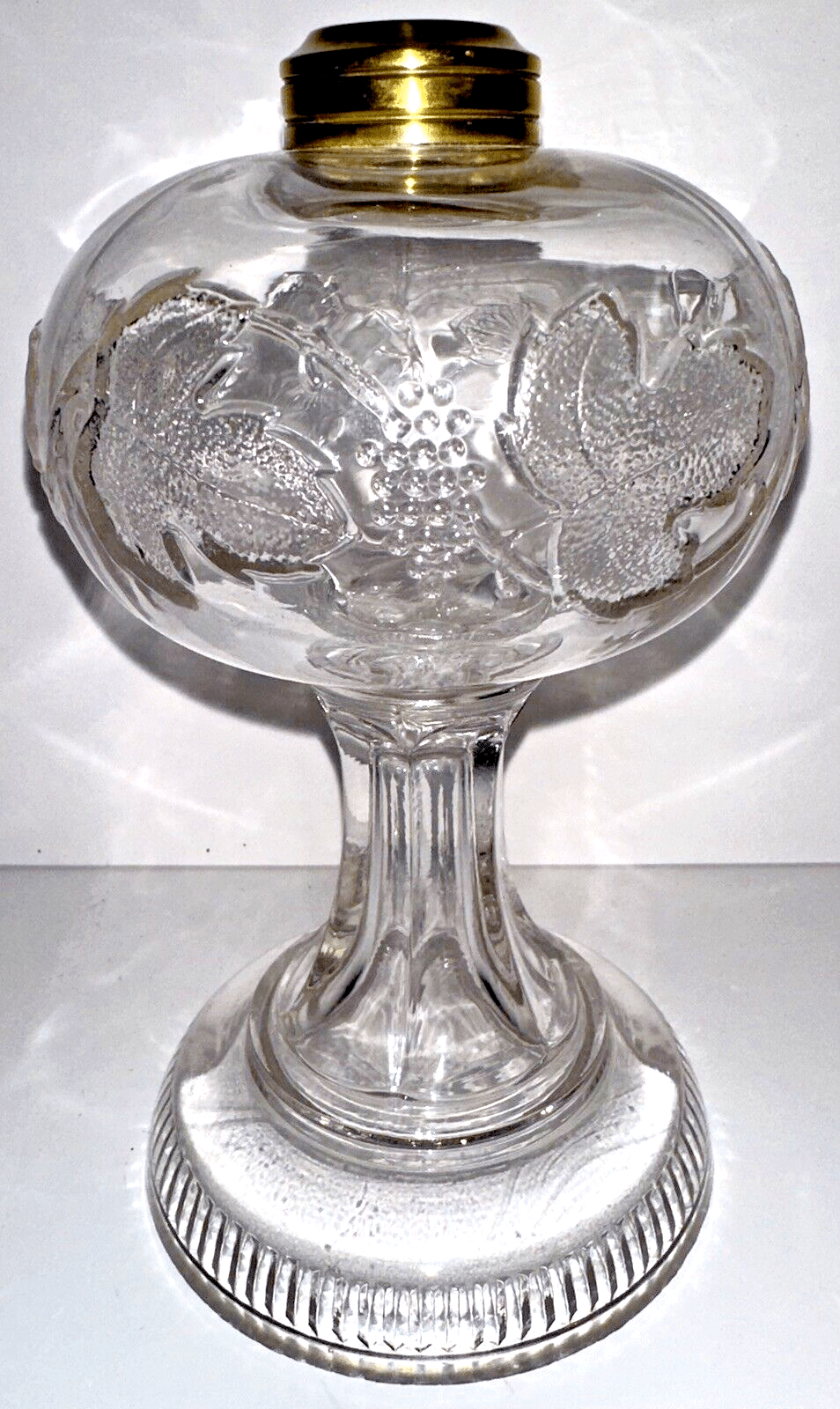 Antique GRAPE BAND Kerosene Oil Stand Lamp Thuro 1, 95c Paneled Stem Ribbed Base - AntiquesEtceteraAntique GRAPE BAND Kerosene Oil Stand Lamp Thuro 1, 95c Paneled Stem Ribbed BaseUnbrandedAntiquesEtcetera