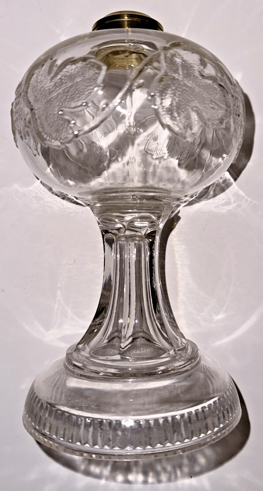 Antique GRAPE BAND Kerosene Oil Stand Lamp Thuro 1, 95c Paneled Stem Ribbed Base - AntiquesEtceteraAntique GRAPE BAND Kerosene Oil Stand Lamp Thuro 1, 95c Paneled Stem Ribbed BaseUnbrandedAntiquesEtcetera