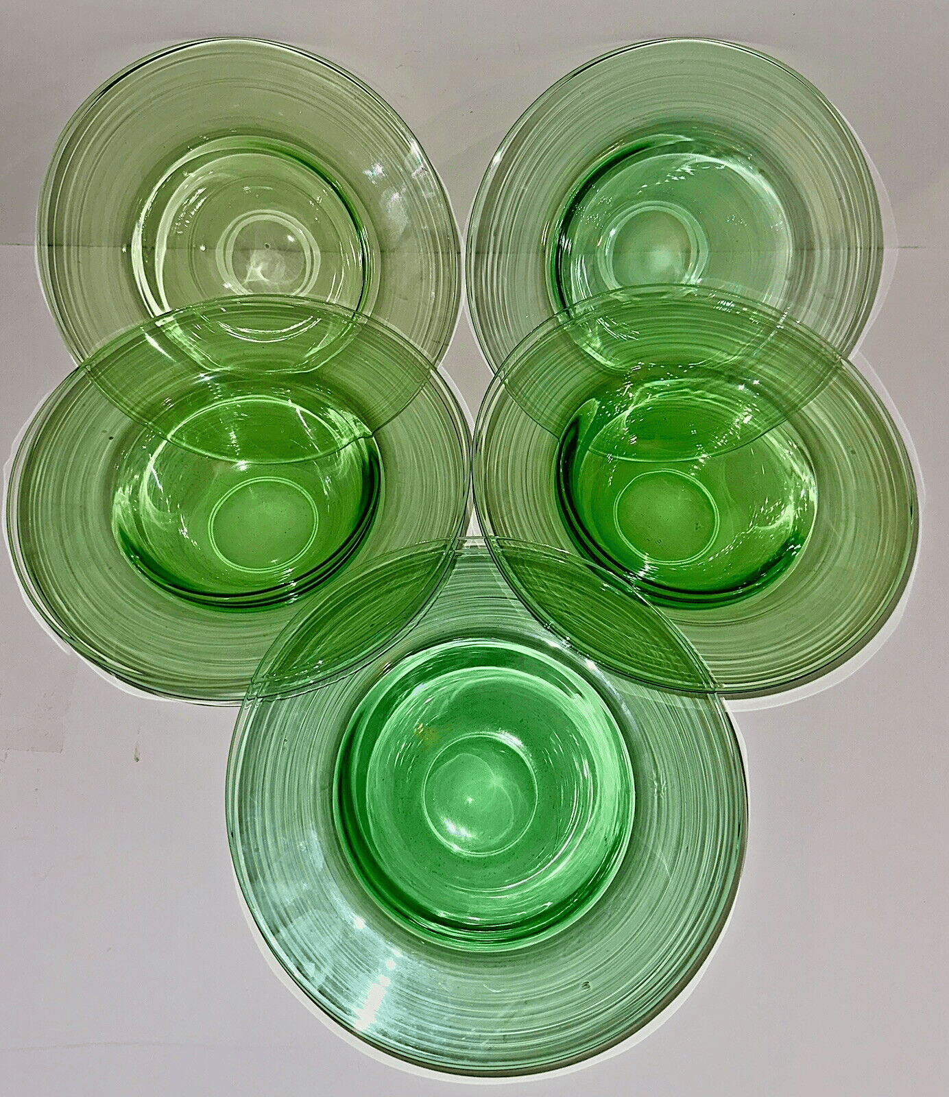 Antique H P Sinclaire Jr. Set of 8 Grapefruit Bowls Green Uranium Glass 7 7/8" D - AntiquesEtceteraAntique H P Sinclaire Jr. Set of 8 Grapefruit Bowls Green Uranium Glass 7 7/8" DH P Sinclaire JrAntiquesEtcetera