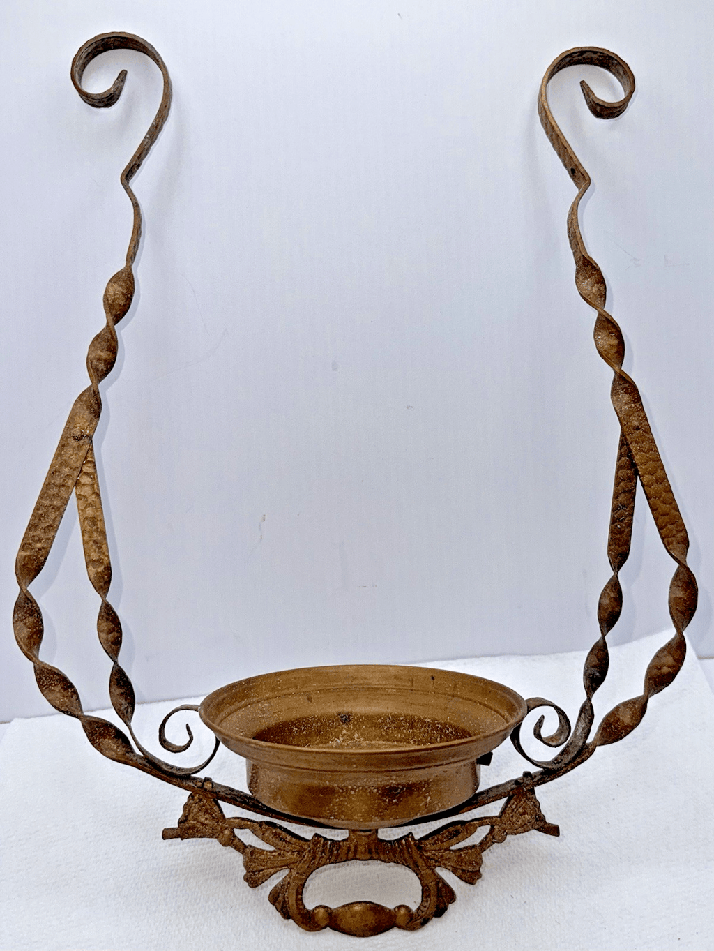 Antique Hammered Brass Hanging Oil Lamp Frame with Pull Down and Font Holder - AntiquesEtceteraAntique Hammered Brass Hanging Oil Lamp Frame with Pull Down and Font HolderAntiqueAntiquesEtcetera