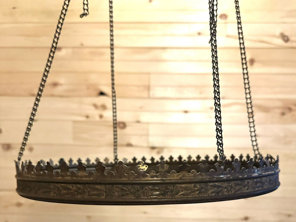 Antique Hanging Oil Kerosene Lamp Frame with Canopy and 14" Shade Holder - AntiquesEtceteraAntique Hanging Oil Kerosene Lamp Frame with Canopy and 14" Shade HolderAntiqueAntiquesEtcetera