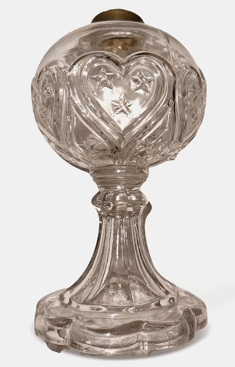 Antique Hearts and Stars EAPG Kerosene Oil Stand Lamp Glass THURO Bk 1, 145h - AntiquesEtceteraAntique Hearts and Stars EAPG Kerosene Oil Stand Lamp Glass THURO Bk 1, 145hAntique LightingAntiquesEtceteraAntiquesEtcetera
