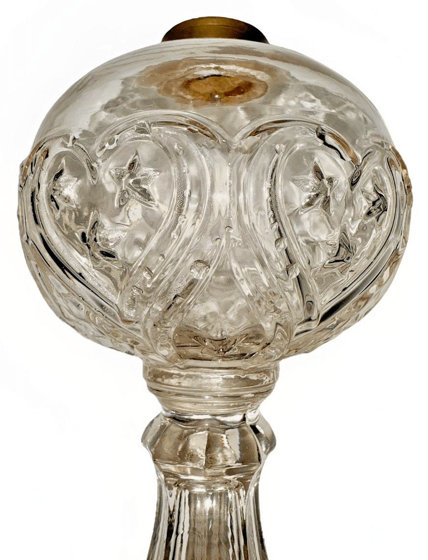 Antique Hearts and Stars EAPG Kerosene Oil Stand Lamp Glass THURO Bk 1, 145h - AntiquesEtceteraAntique Hearts and Stars EAPG Kerosene Oil Stand Lamp Glass THURO Bk 1, 145hAntique LightingAntiquesEtceteraAntiquesEtcetera