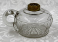 Antique Kerosene Oil Flat Hand Lamp 18 PANELS Rigoree Finger Loop Sunflower BaseAntiquesEtcetera