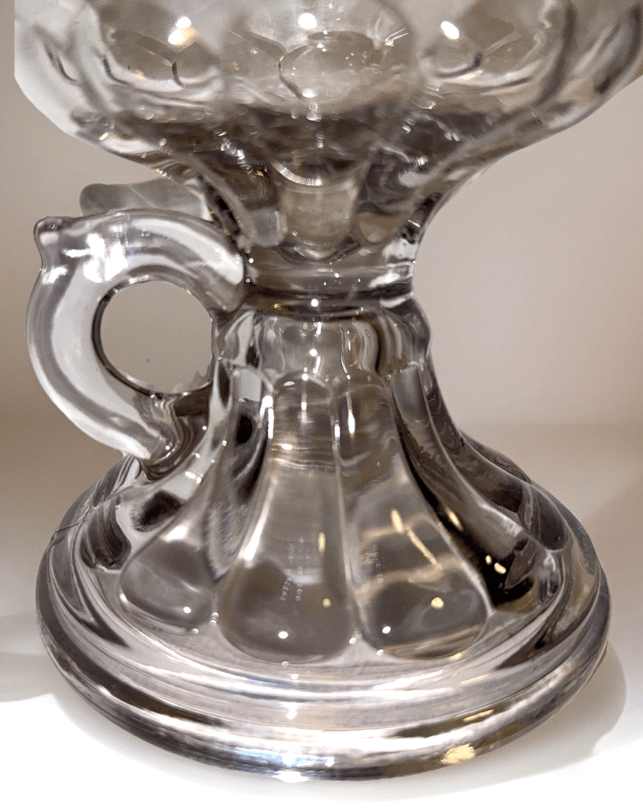 Antique Kerosene Oil Footed Hand Lamp Petal Loop Motif with No. 1 Brass Collar - AntiquesEtceteraAntique Kerosene Oil Footed Hand Lamp Petal Loop Motif with No. 1 Brass CollarAntiqueAntiquesEtcetera