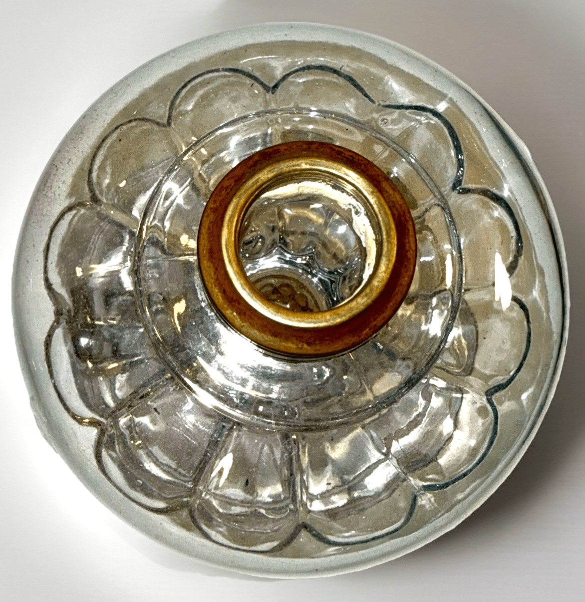 Antique Kerosene Oil Footed Hand Lamp Petal Loop Motif with No. 1 Brass Collar - AntiquesEtceteraAntique Kerosene Oil Footed Hand Lamp Petal Loop Motif with No. 1 Brass CollarAntiqueAntiquesEtcetera