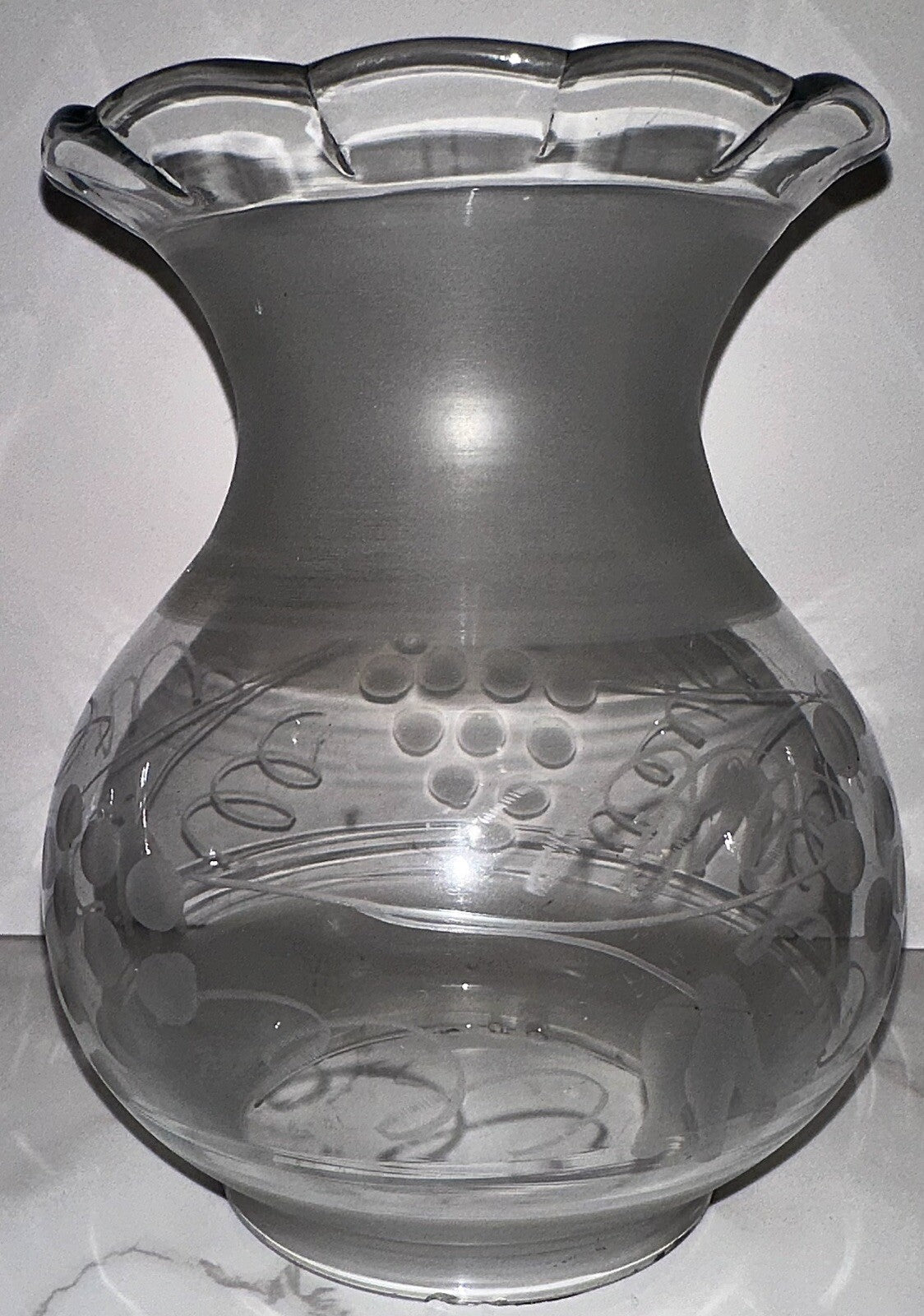 Antique Kerosene Oil Oregon Glass Lamp Shade Etched Grape Vine Motif 3 1/2" Rim - AntiquesEtceteraAntique Kerosene Oil Oregon Glass Lamp Shade Etched Grape Vine Motif 3 1/2" RimAntiqueAntiquesEtcetera