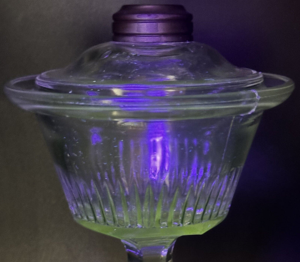 Antique Kerosene Oil Stand Lamp, Prism Band Under Glass in Font, Diamond Stem - AntiquesEtceteraAntique Kerosene Oil Stand Lamp, Prism Band Under Glass in Font, Diamond StemAntiqueAntiquesEtcetera