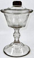 Antique Kerosene Oil Stand Lamp, Prism Band Under Glass in Font, Diamond Stem - AntiquesEtceteraAntique Kerosene Oil Stand Lamp, Prism Band Under Glass in Font, Diamond StemAntiqueAntiquesEtcetera