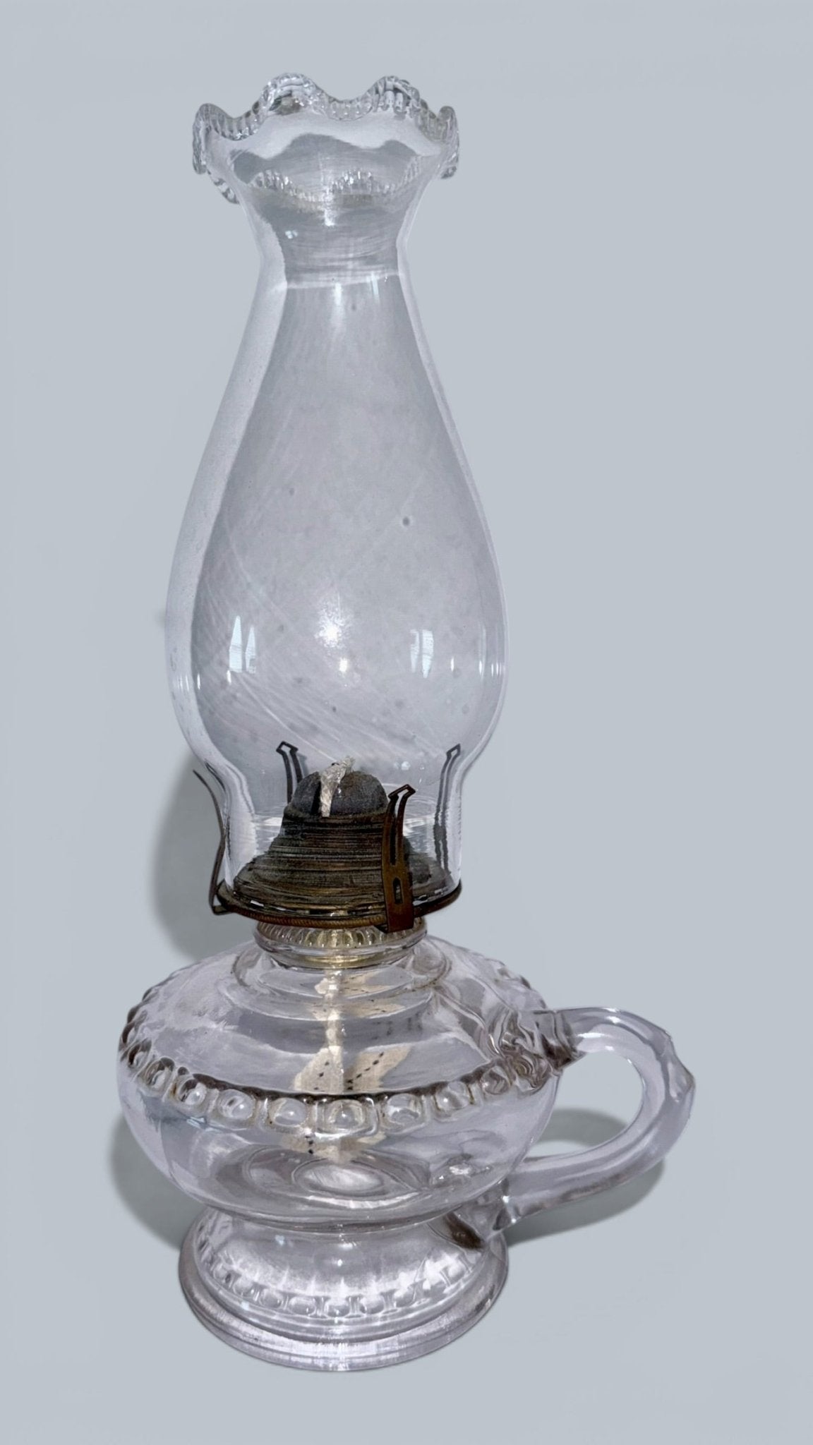 Antique Kerosene or Oil Bedside Footed Finger / Hand Lamp Complete w/ Chimney & Burner - AntiquesEtceteraAntique Kerosene or Oil Bedside Footed Finger / Hand Lamp Complete w/ Chimney & BurnerAntique Oil LampAntiquesEtceteraAntiquesEtcetera