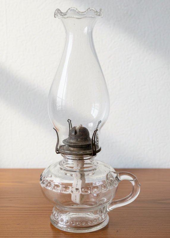 Antique Kerosene or Oil Bedside Footed Finger / Hand Lamp Complete w/ Chimney & Burner - AntiquesEtceteraAntique Kerosene or Oil Bedside Footed Finger / Hand Lamp Complete w/ Chimney & BurnerAntique Oil LampAntiquesEtceteraAntiquesEtcetera