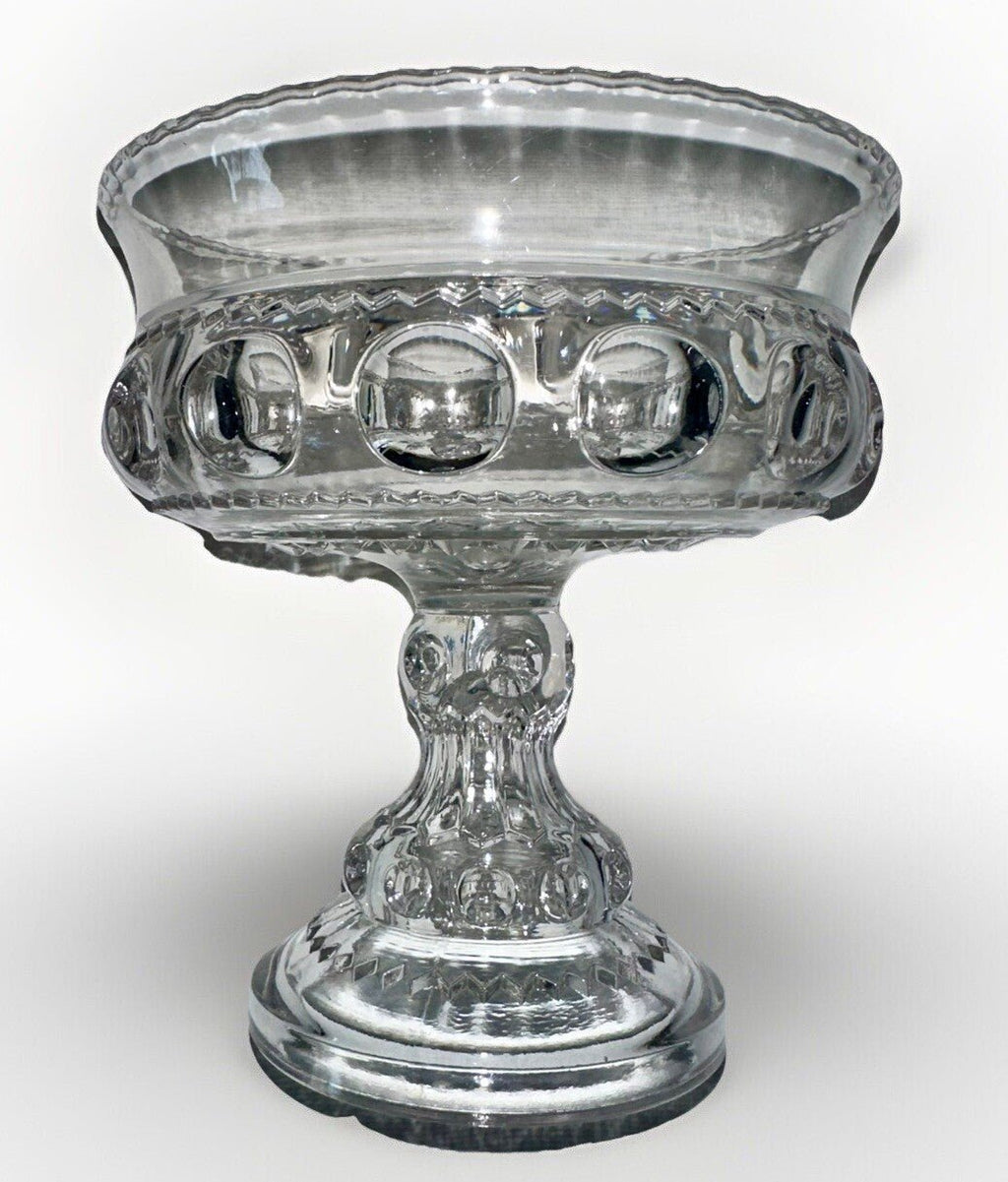 Antique Kings Crown Candy Dish Fruit Compote U.S. Glass Bullseye ZigZag Motif - AntiquesEtceteraAntique Kings Crown Candy Dish Fruit Compote U.S. Glass Bullseye ZigZag MotifU.S. GlassAntiquesEtcetera
