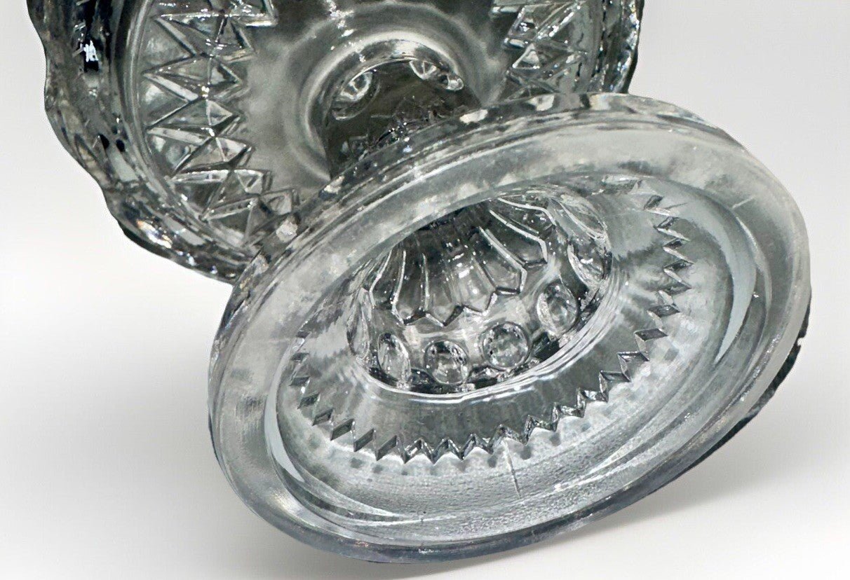 Antique Kings Crown Candy Dish Fruit Compote U.S. Glass Bullseye ZigZag Motif - AntiquesEtceteraAntique Kings Crown Candy Dish Fruit Compote U.S. Glass Bullseye ZigZag MotifU.S. GlassAntiquesEtcetera