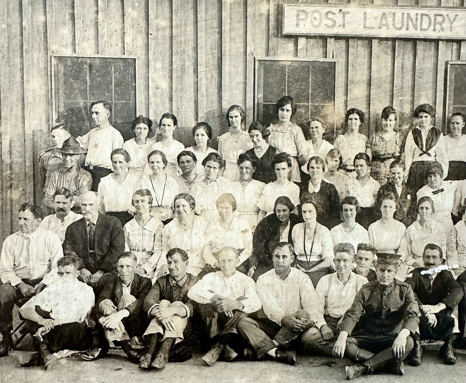 Antique Military Photograph Assorted Soldiers Men Women at Post Laundry Building - AntiquesEtceteraAntique Military Photograph Assorted Soldiers Men Women at Post Laundry BuildingAntiquesEtceteraAntiquesEtcetera