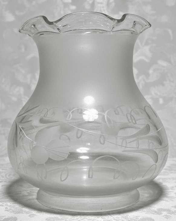 Antique Oil Kerosene Glass Oregon Lamp Shade Cut & Etched Victorian Clover MotifAntiquesEtcetera