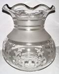 Antique Oil Kerosene Glass Oregon Lamp Shade Etched Glass Art Deco Wreath 3" Rim - AntiquesEtceteraAntique Oil Kerosene Glass Oregon Lamp Shade Etched Glass Art Deco Wreath 3" RimAntiqueAntiquesEtcetera
