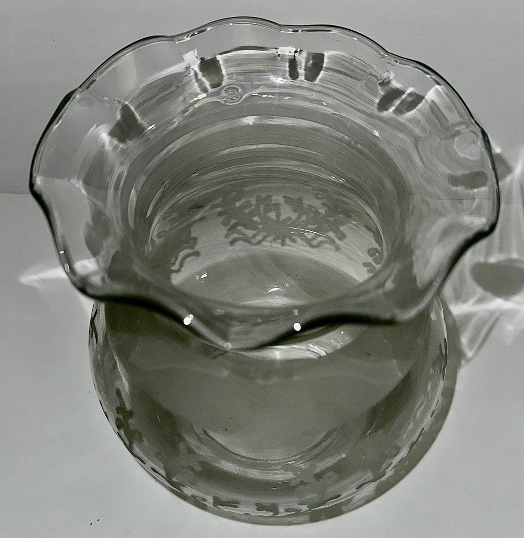 Antique Oil Kerosene Glass Oregon Lamp Shade w/ Acid Etched Art Deco Wreath - AntiquesEtceteraAntique Oil Kerosene Glass Oregon Lamp Shade w/ Acid Etched Art Deco WreathAntiqueAntiquesEtcetera