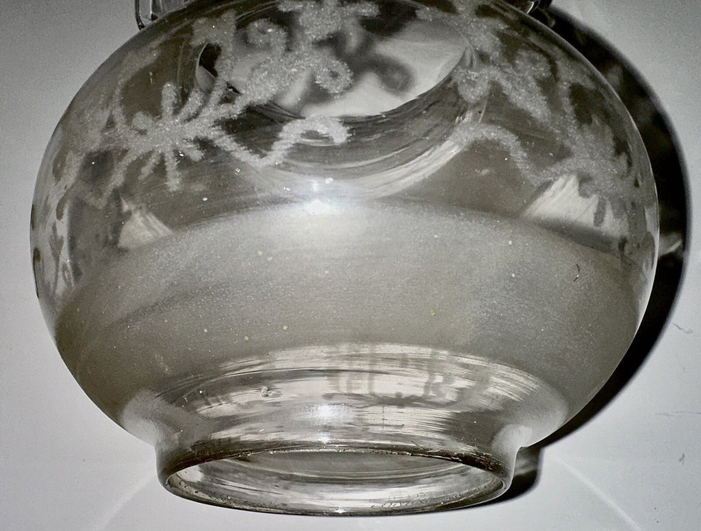 Antique Oil Kerosene Glass Oregon Lamp Shade w/ Acid Etched Art Deco Wreath - AntiquesEtceteraAntique Oil Kerosene Glass Oregon Lamp Shade w/ Acid Etched Art Deco WreathAntiqueAntiquesEtcetera