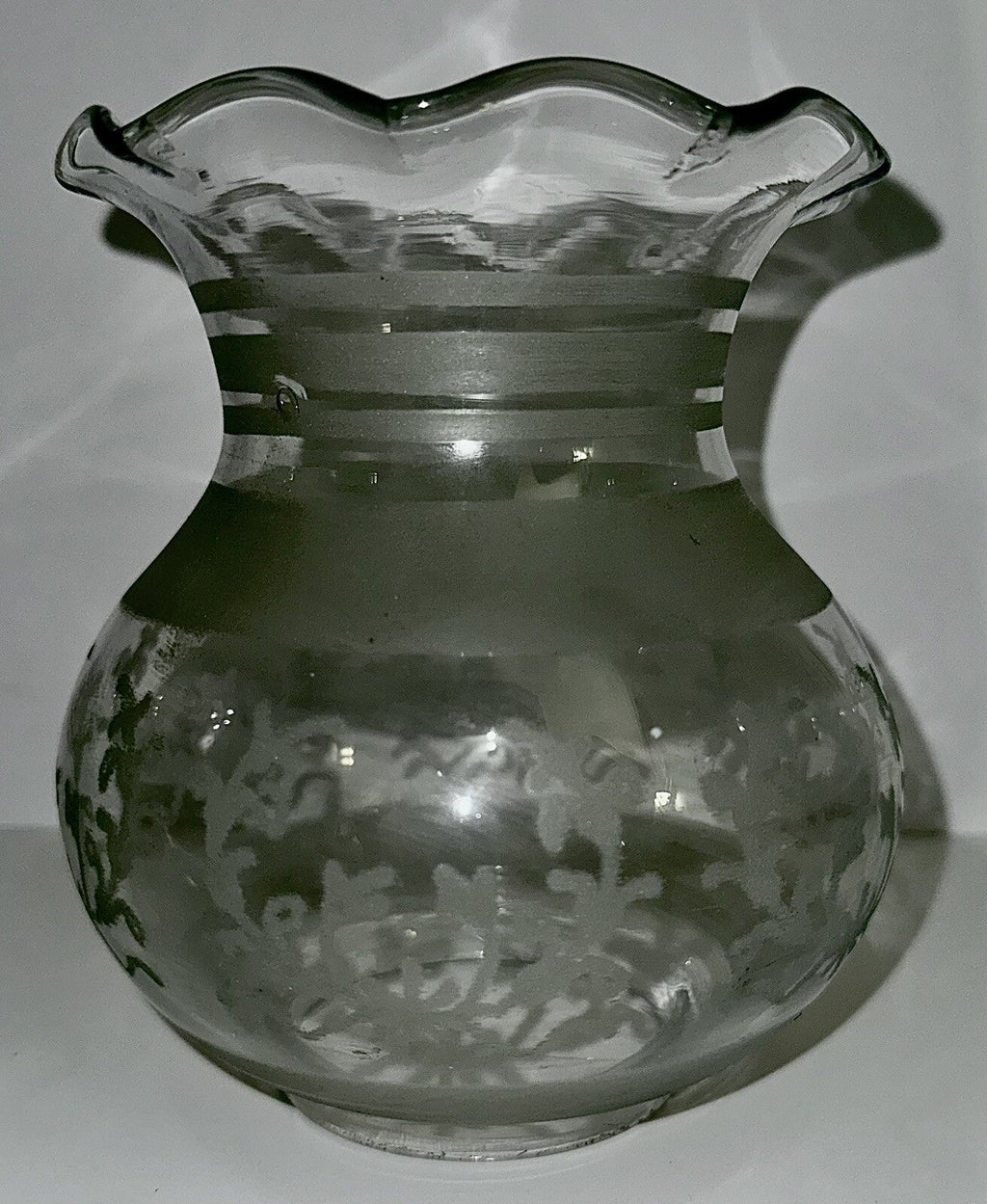 Antique Oil Kerosene Glass Oregon Lamp Shade w/ Acid Etched Art Deco Wreath - AntiquesEtceteraAntique Oil Kerosene Glass Oregon Lamp Shade w/ Acid Etched Art Deco WreathAntiqueAntiquesEtcetera