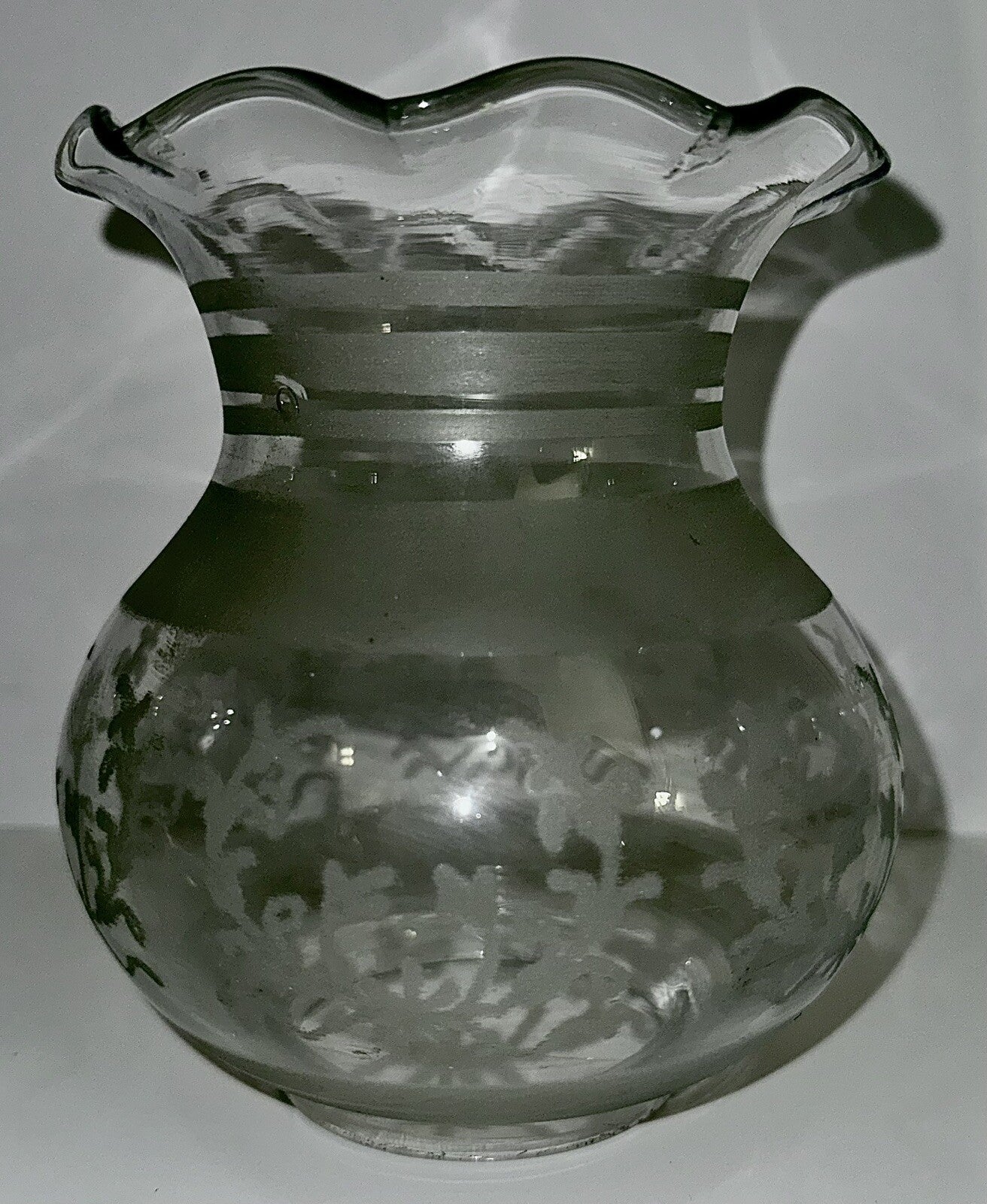 Antique Oil Kerosene Glass Oregon Lamp Shade w/ Acid Etched Art Deco Wreath - AntiquesEtceteraAntique Oil Kerosene Glass Oregon Lamp Shade w/ Acid Etched Art Deco WreathAntiqueAntiquesEtcetera