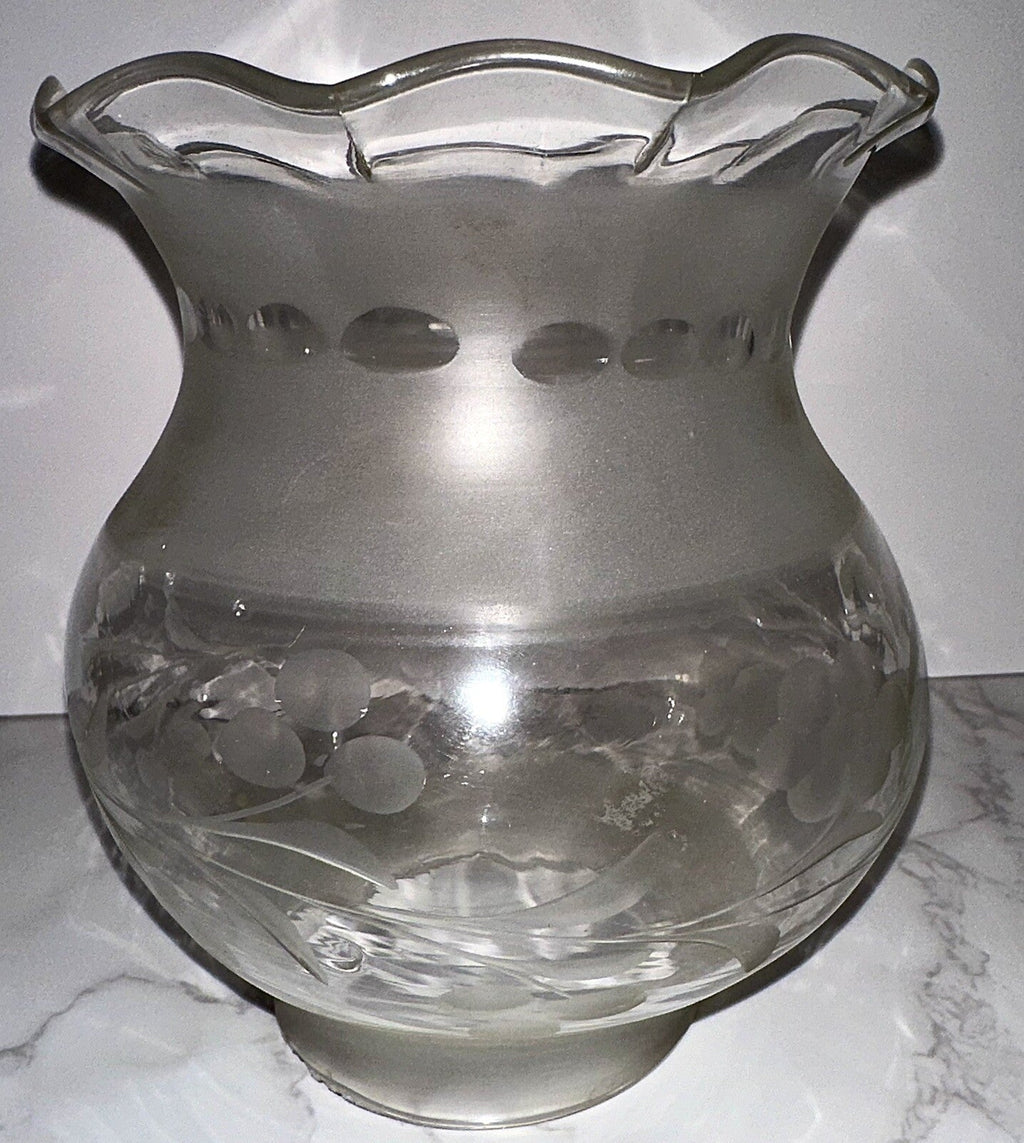 Antique Oil Kerosene Oregon Glass Lamp Shade Wheel Cut Daisy Garland 3" Fitter - AntiquesEtceteraAntique Oil Kerosene Oregon Glass Lamp Shade Wheel Cut Daisy Garland 3" FitterAntiqueAntiquesEtcetera