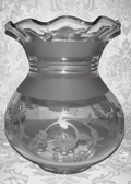 Antique Oil Kerosene Oregon Lamp Shade Etched Victorian Daisy Garland 3" RimAntiquesEtcetera