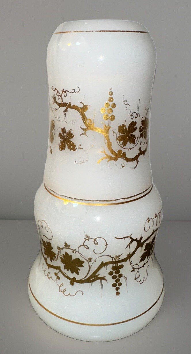 Antique Opaline Tumble Up Gilt Decorated Glass Grape Cluster Vine Smooth Pontil - AntiquesEtceteraAntique Opaline Tumble Up Gilt Decorated Glass Grape Cluster Vine Smooth PontilUnmarkedAntiquesEtcetera