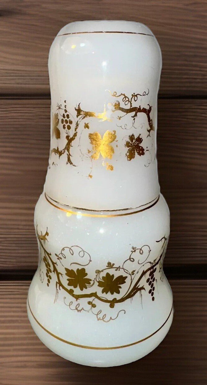 Antique Opaline Tumble Up Gilt Decorated Glass Grape Cluster Vine Smooth Pontil - AntiquesEtceteraAntique Opaline Tumble Up Gilt Decorated Glass Grape Cluster Vine Smooth PontilUnmarkedAntiquesEtcetera